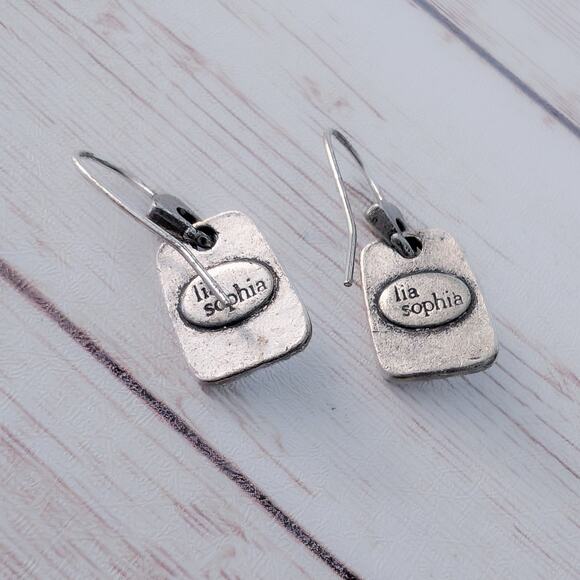 Lia Sophia Dolce Dangle Earrings - Black and Antiqued Silver Tones - Picture 5 of 6